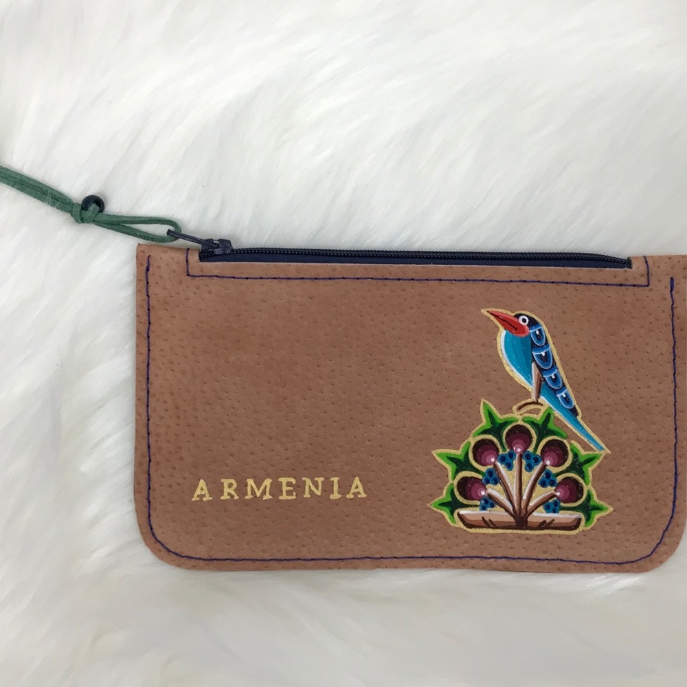 Handmade Leather Porte-monnaie with painting